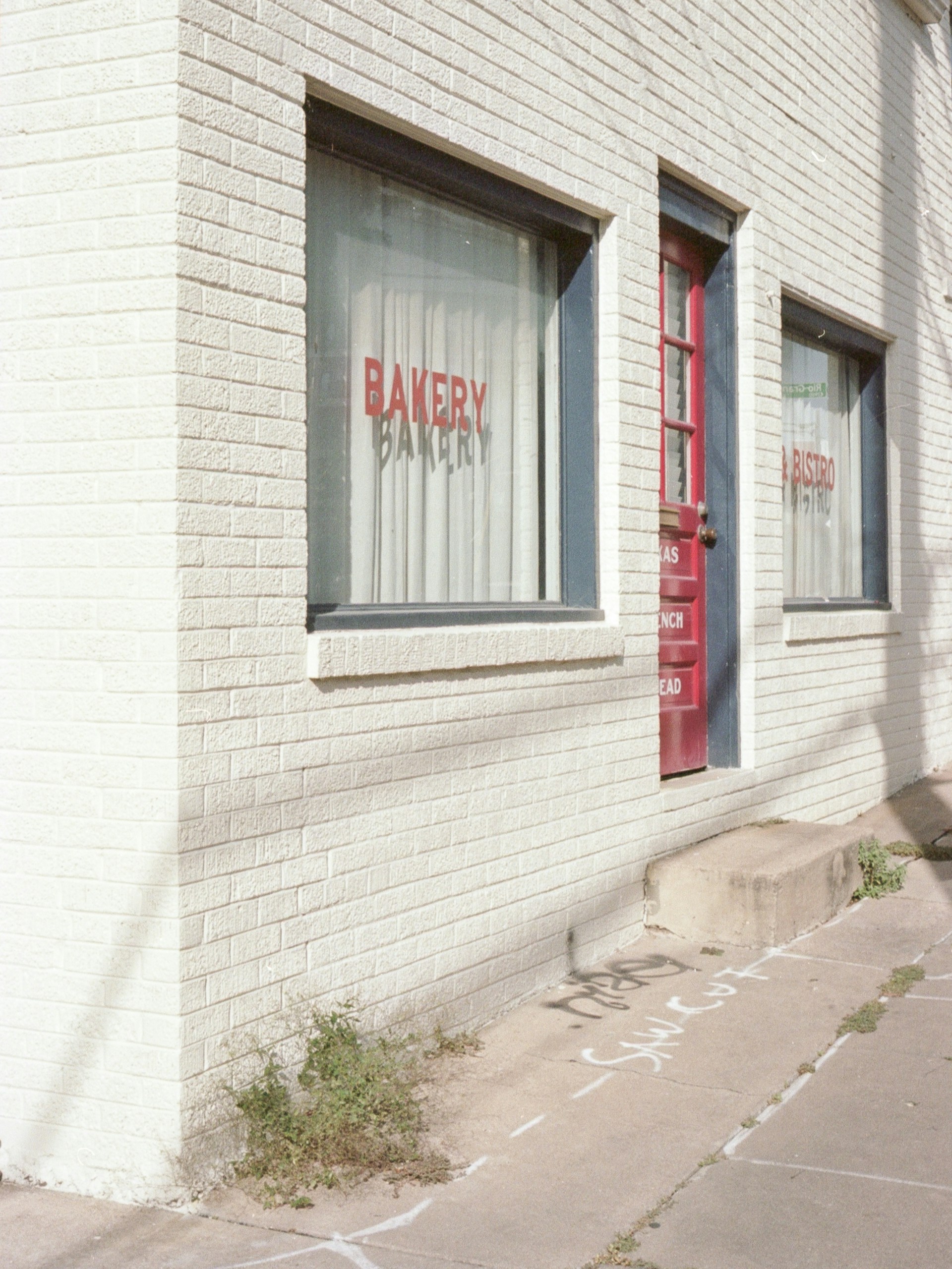 Storefront of a bakery taking a day off.